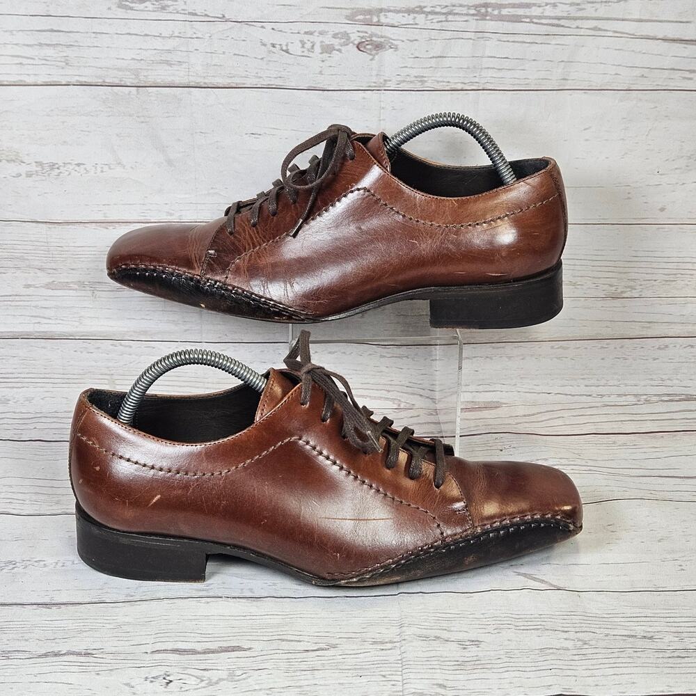 Bacco Bucci Casual Oxfords Men's Brown US 9.5 Leather Lace Up Square Toe